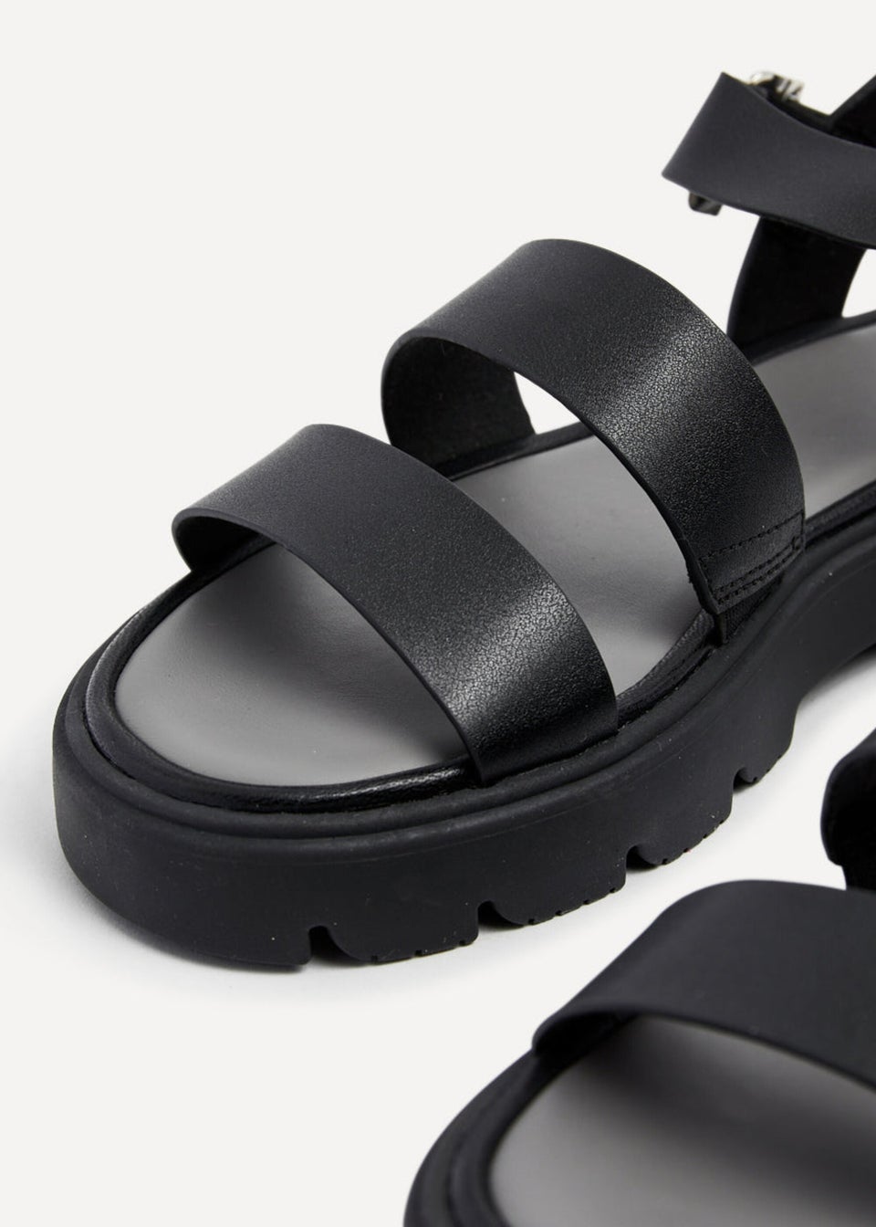 Linzi Ramona Black Faux Leather Gladiator Style Two Strap Sandal