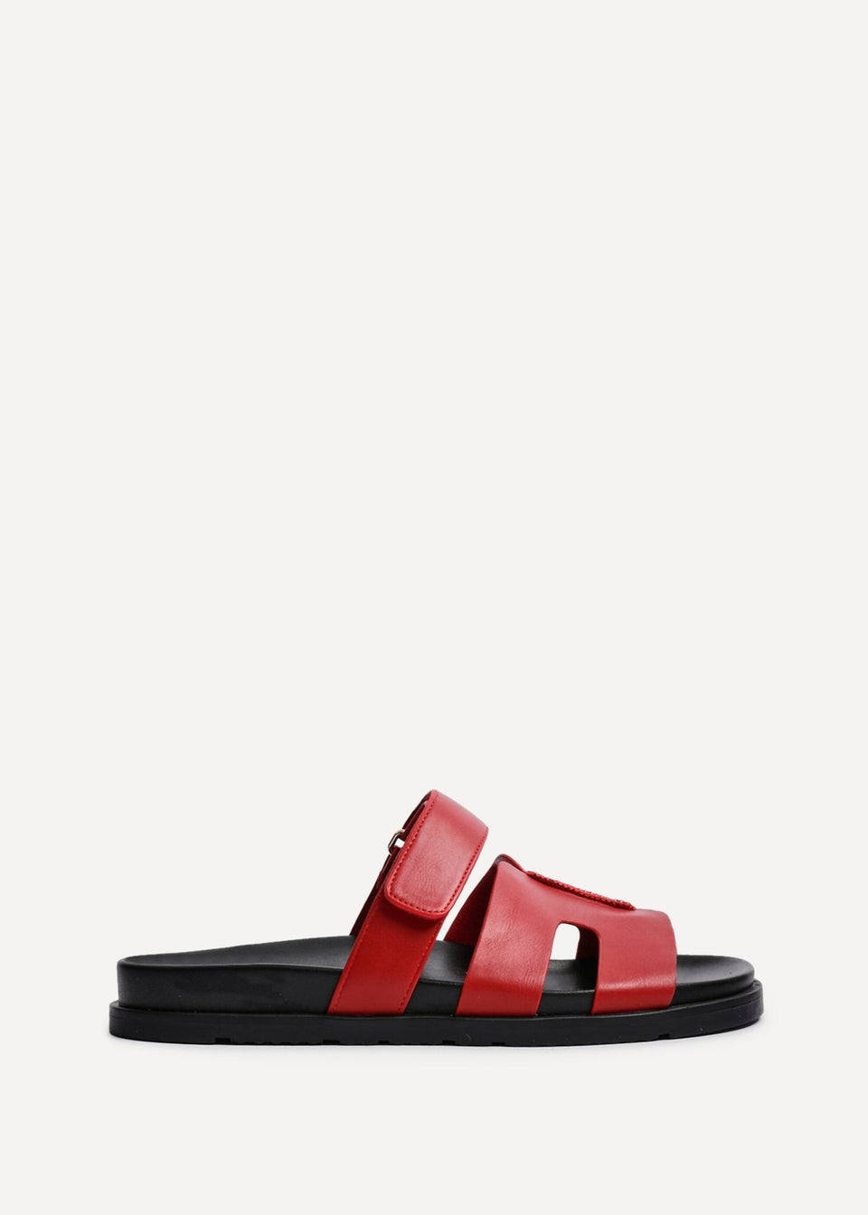 Linzi Emmy Red Faux Leather Footbed Linked Design Sandal