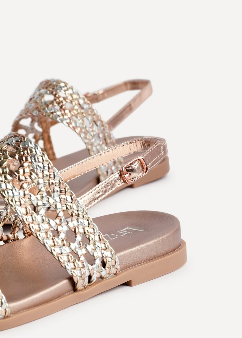 Linzi Galia Pink Faux Leather Handwoven Flat Sandals