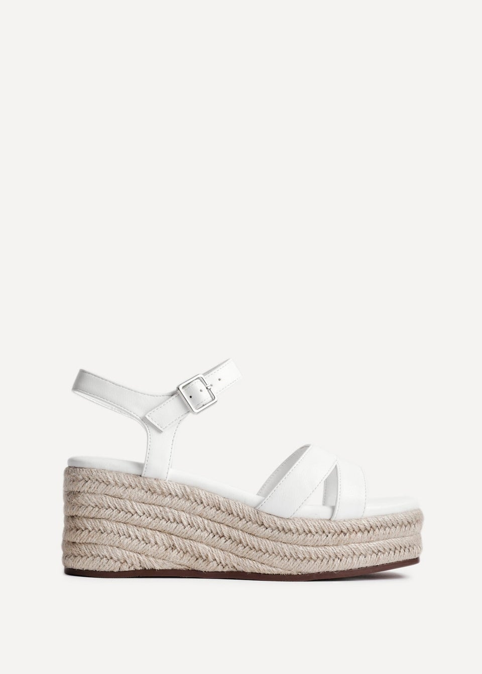 Linzi Contour White Faux Leather Flatform Two Part Sandal