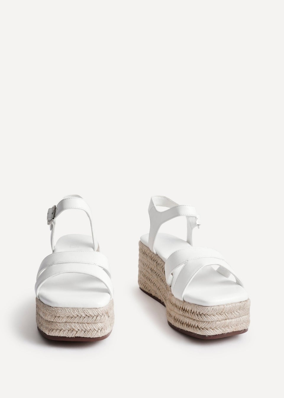 Linzi Contour White Faux Leather Flatform Two Part Sandal