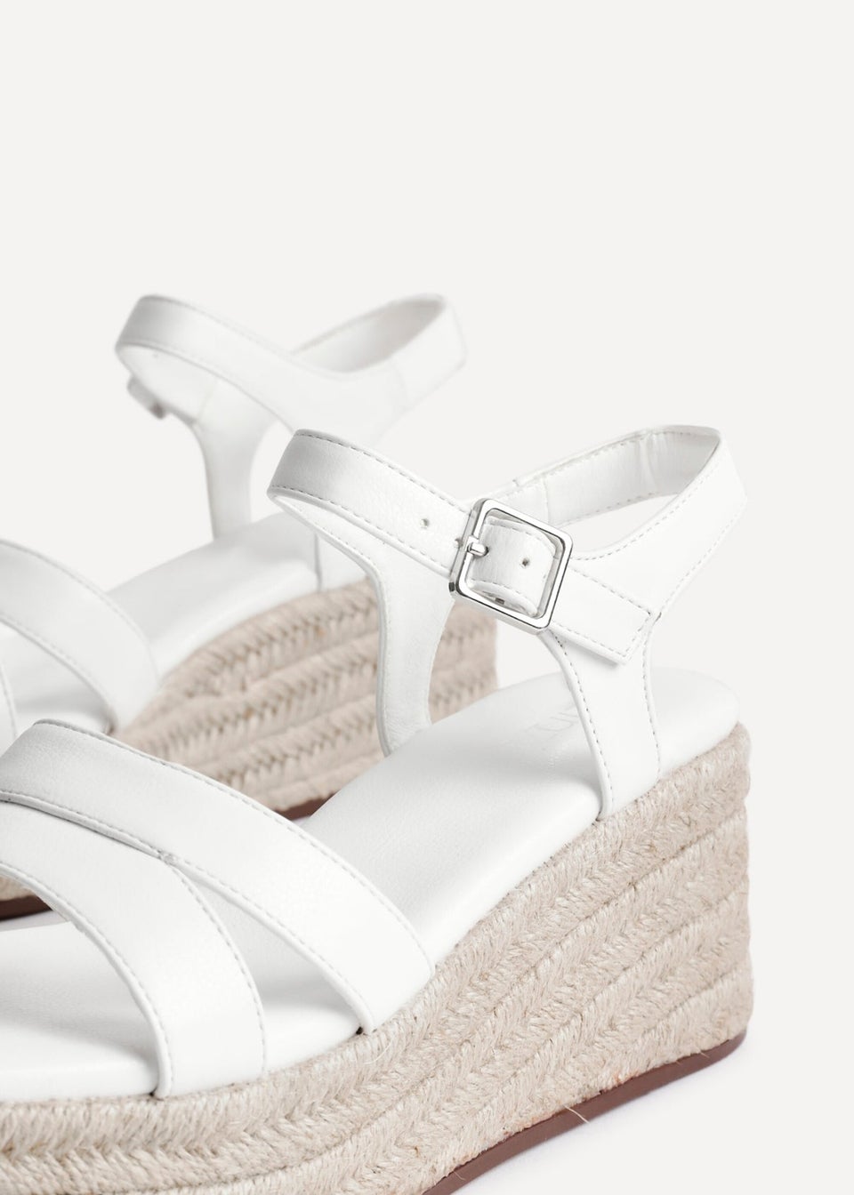 Linzi Contour White Faux Leather Flatform Two Part Sandal