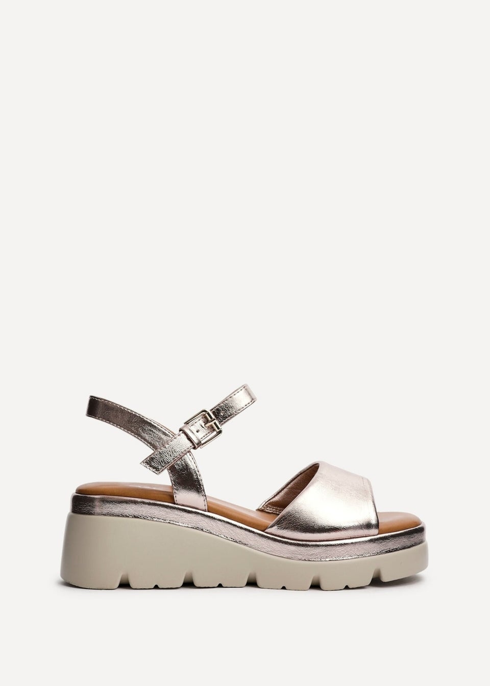 Linzi Nyla Pink Faux Leather Platform Cleated Sole Flatform Sandal