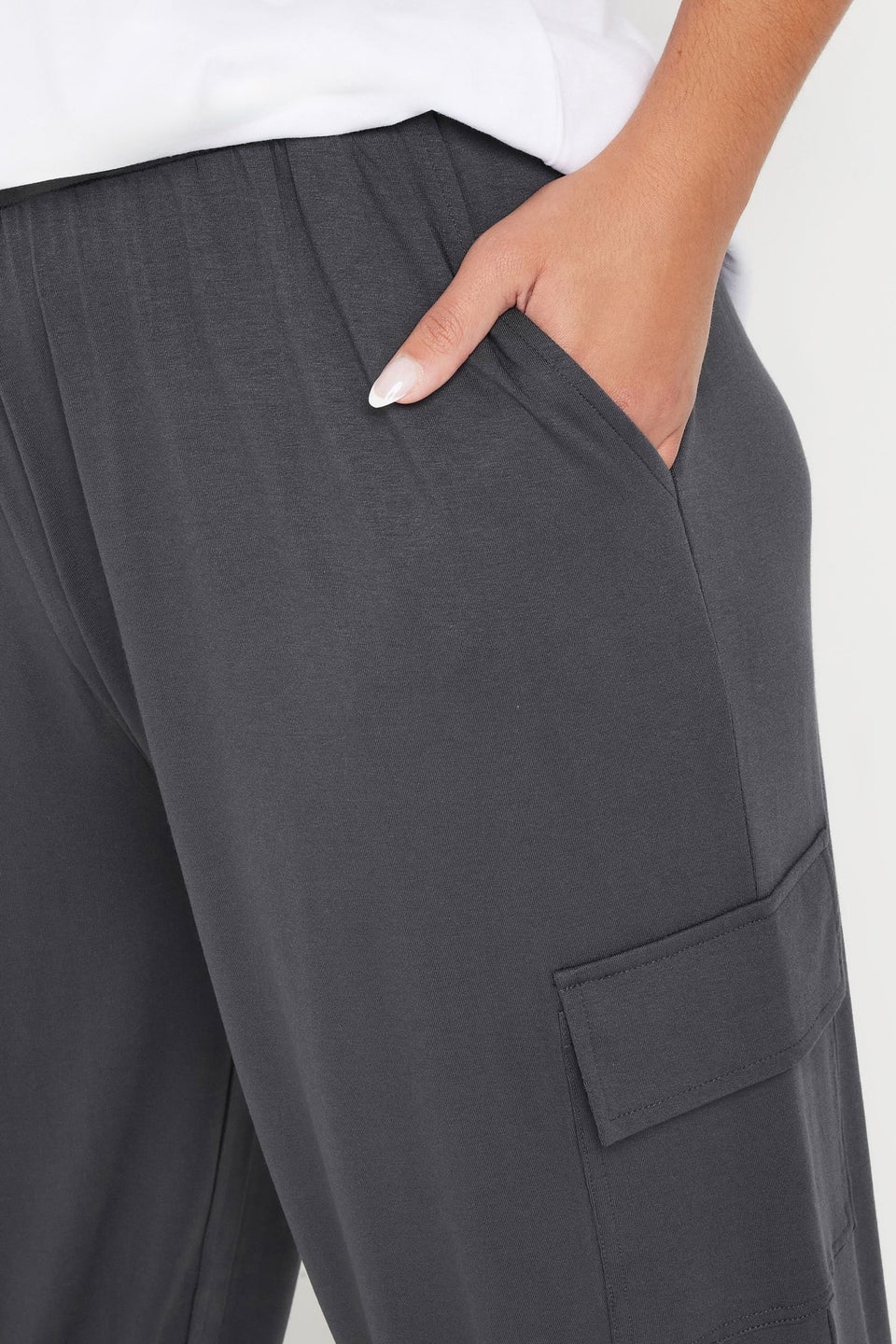 Yours Curve Charcoal Grey Cargo Harem Joggers