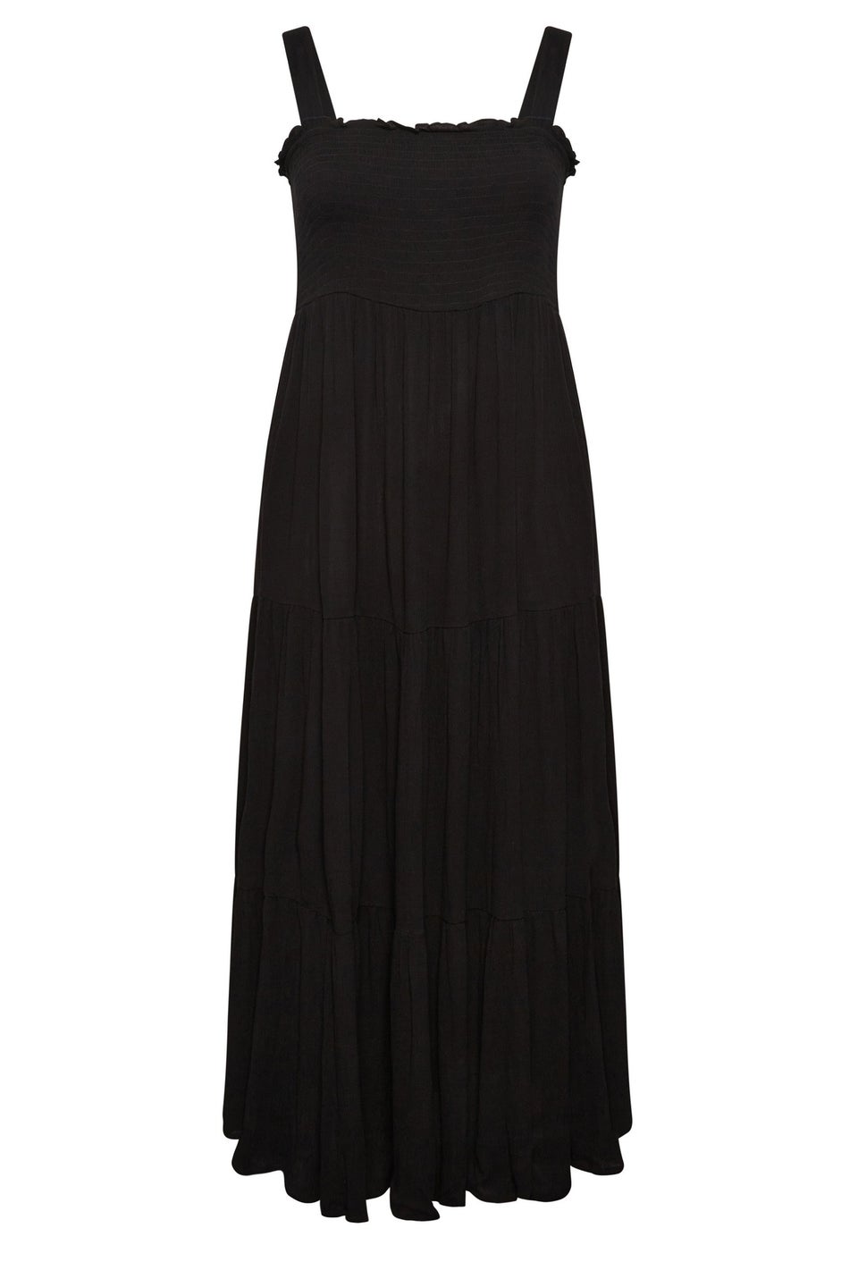 Yours Curve Black Shirred Strappy Sundress