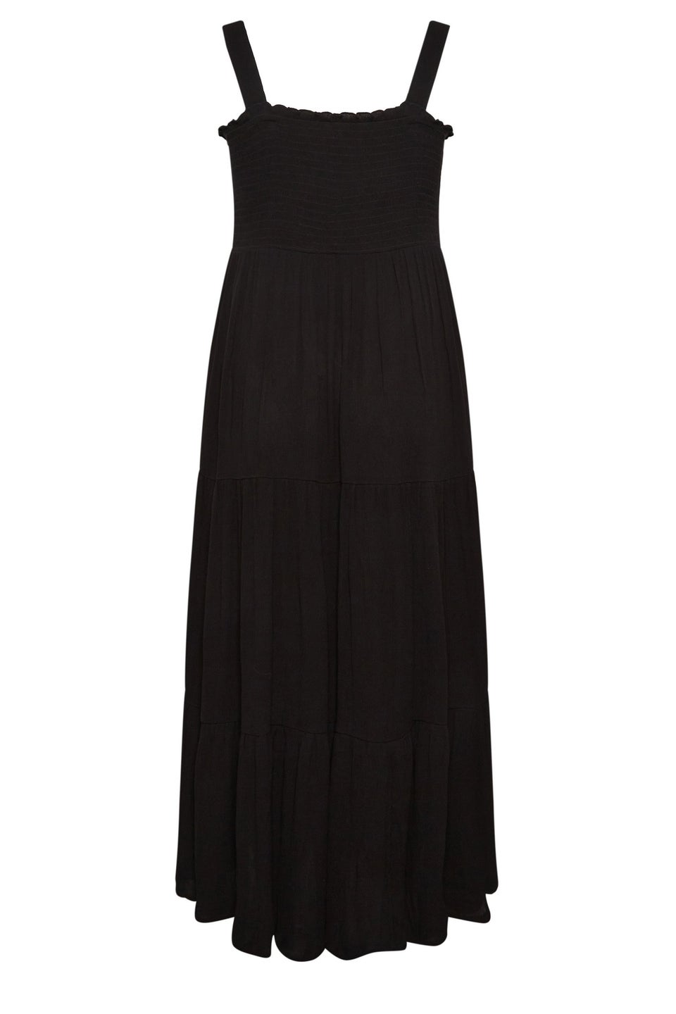 Yours Curve Black Shirred Strappy Sundress