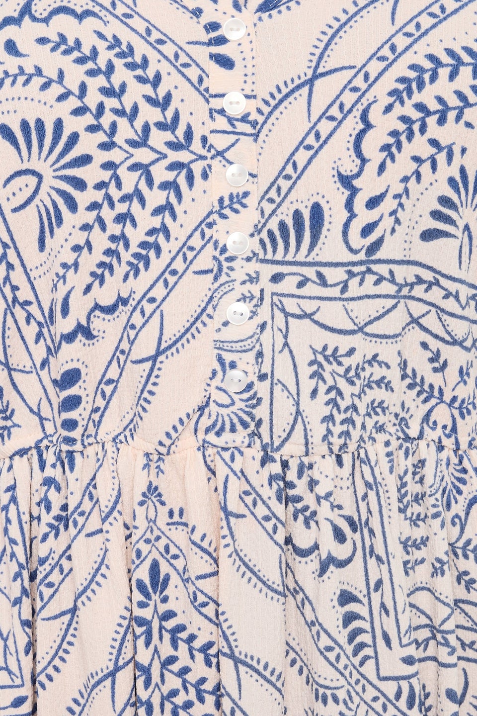 Yours Curve Blue Paisley Print Textured V Neck Dress