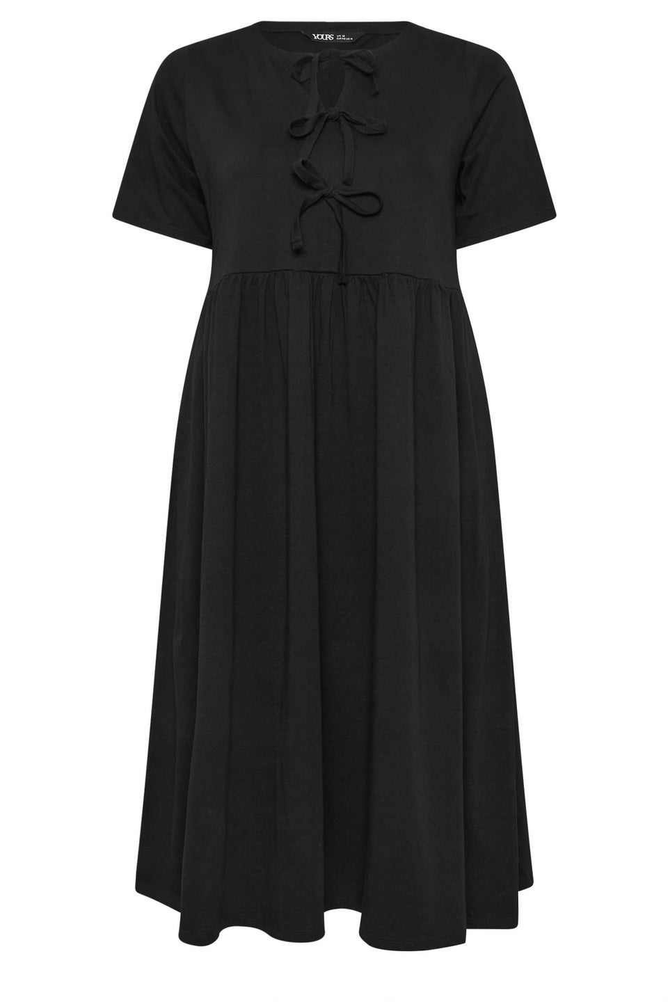 Yours Curve Black Bow Tie Front Midi Dress