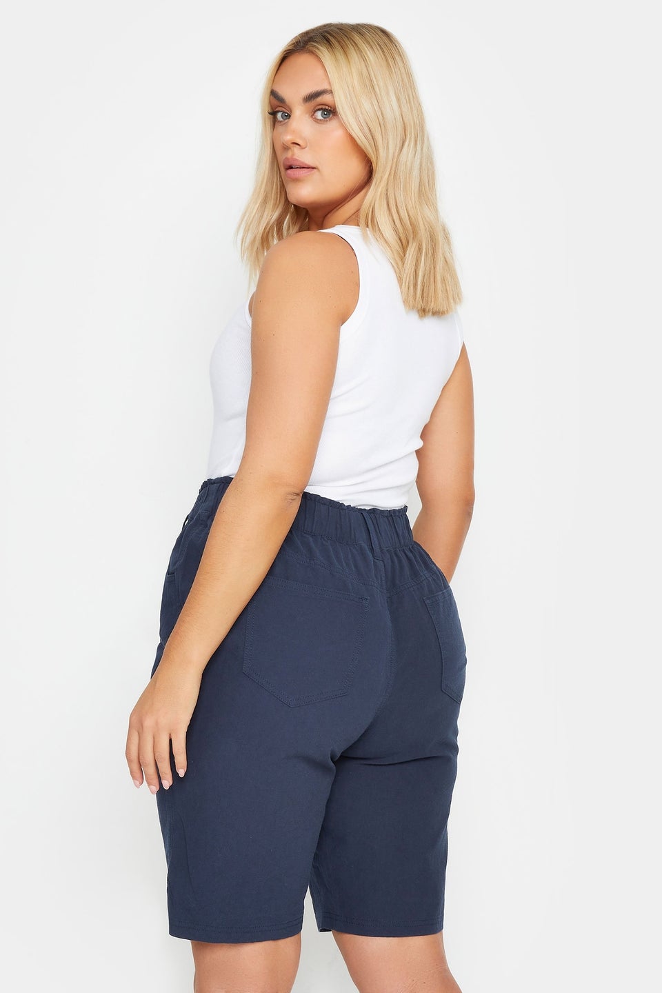 Yours Curve Navy Blue Cool Cotton Shorts