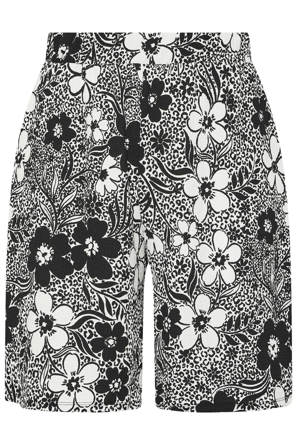 Yours Curve Black Floral Textured Shorts