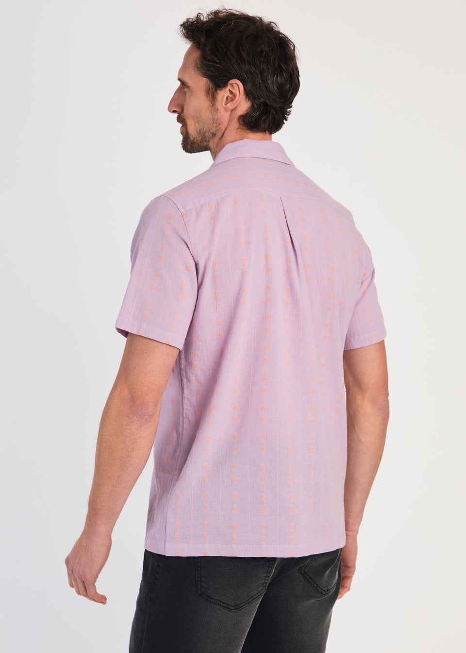 Tokyo Laundry Purple Cotton Short Sleeve Embroidered Shirt