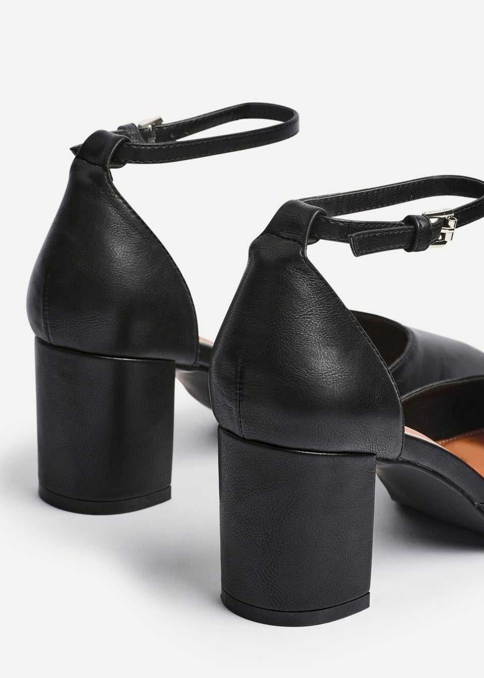 Linzi Sydney Black Faux Leather Square Toe Court Heel