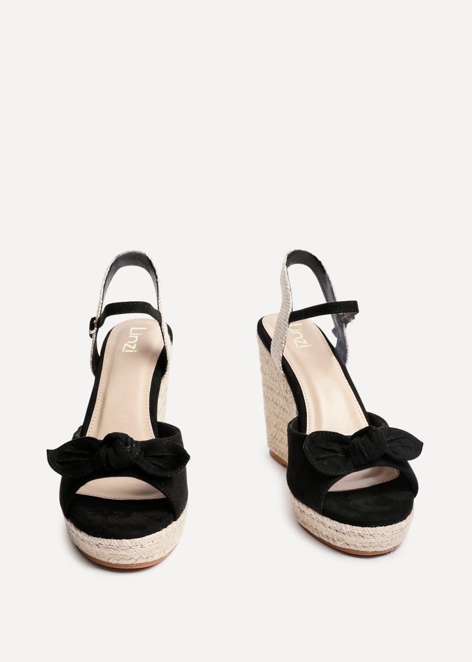Linzi Portofino Black Faux Suede Espadrille Wedge