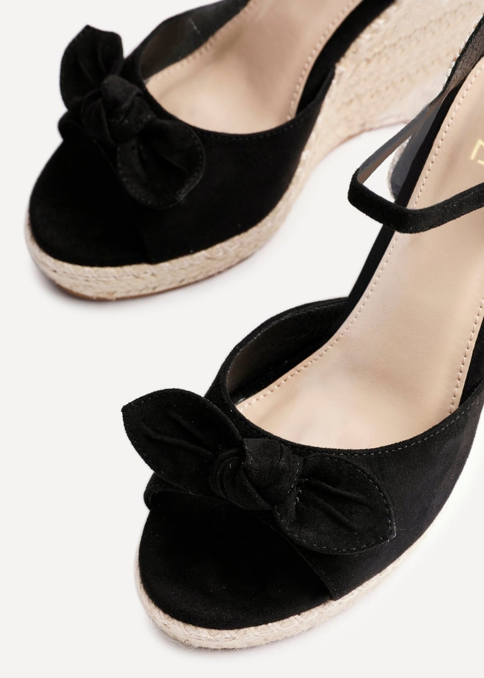 Linzi Portofino Black Faux Suede Espadrille Wedge