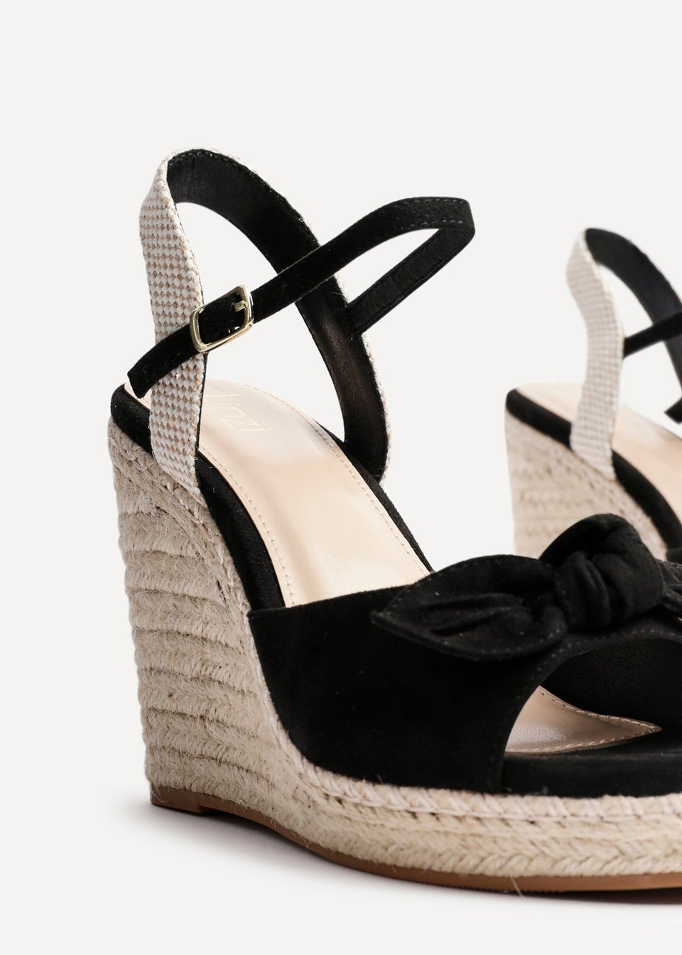 Linzi Portofino Black Faux Suede Espadrille Wedge