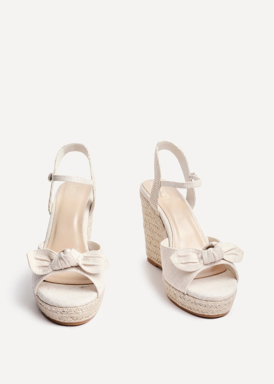 Linzi Portofino Beige Canvas Espadrille Wedge