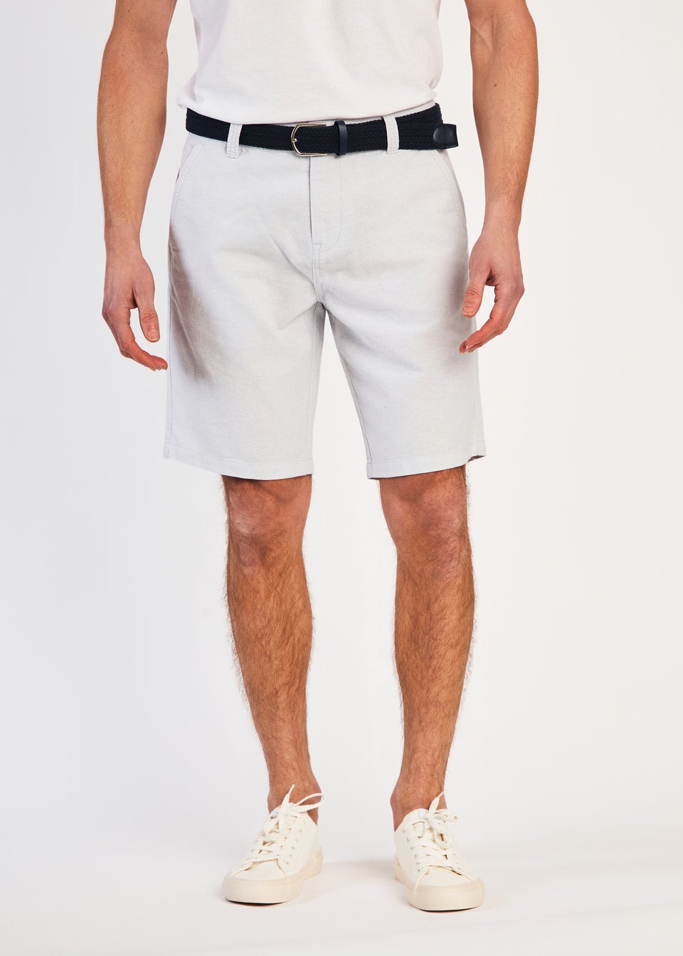 Tokyo Laundry Light Blue Cotton Oxford Shorts with Belt