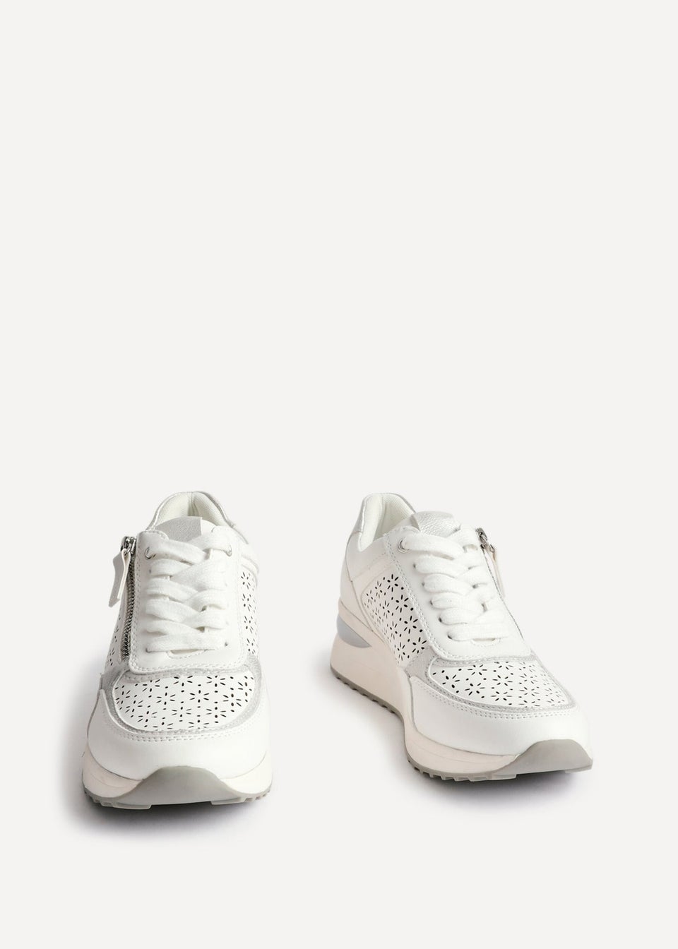 Linzi Daisie White Faux Leather Platform Trainers