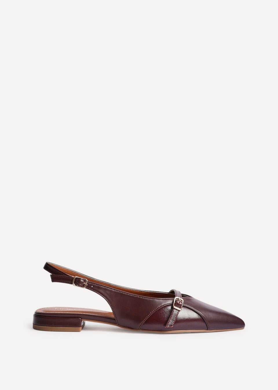 Linzi Prague Burgundy Faux Leather Pointed Toe Ballet Flat