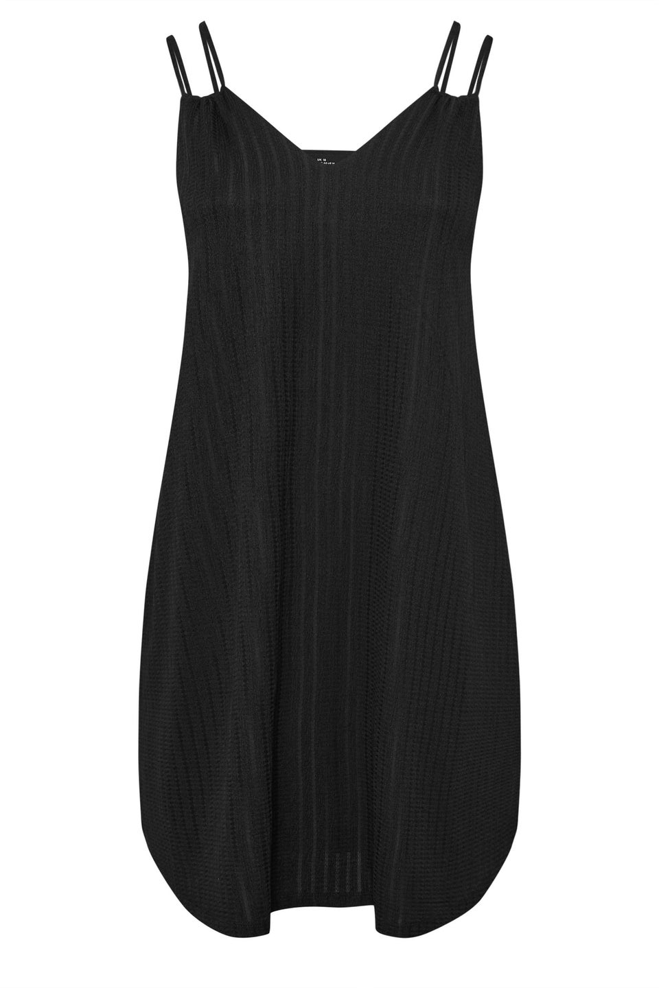Yours Curve Black Textured Double Strap Mini Dress