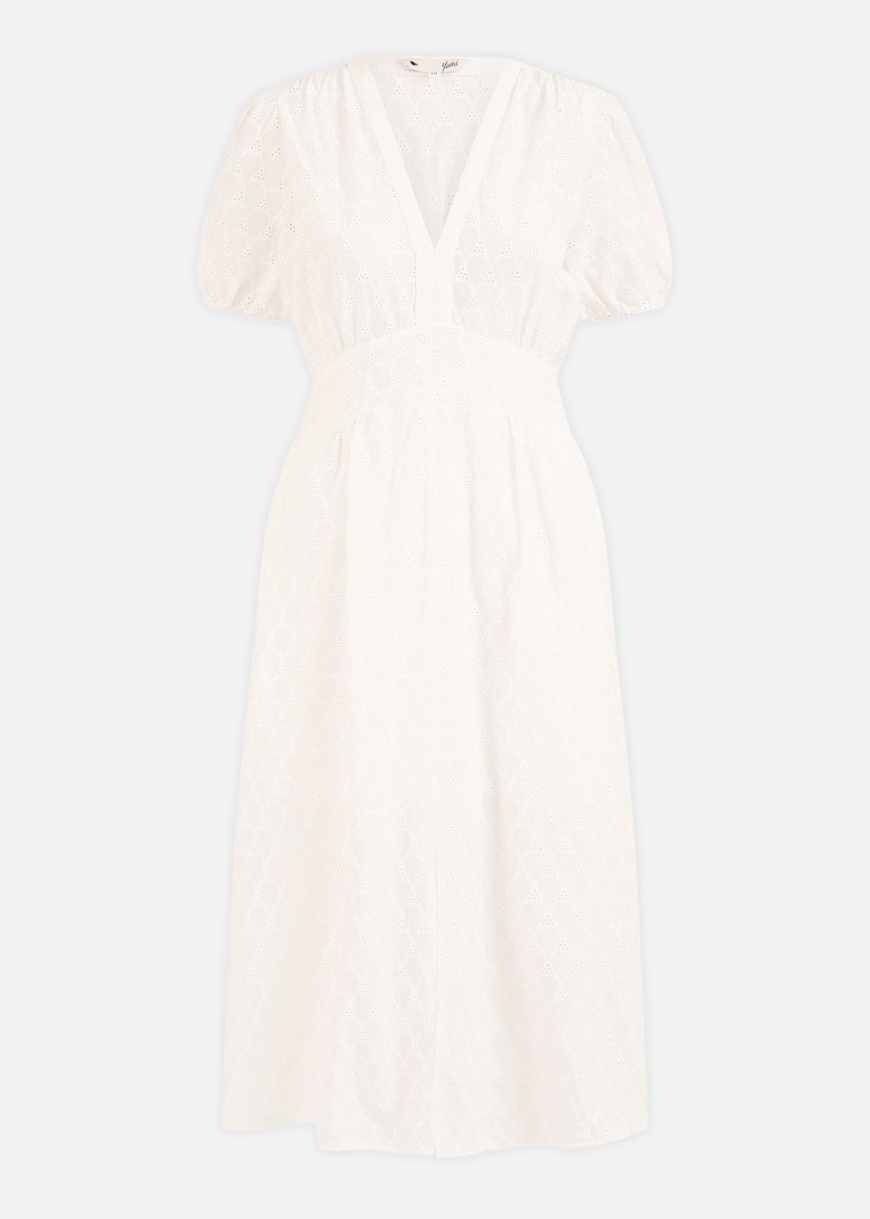 Yumi White Broderie Anglaise Midi Dress With Split Hemline