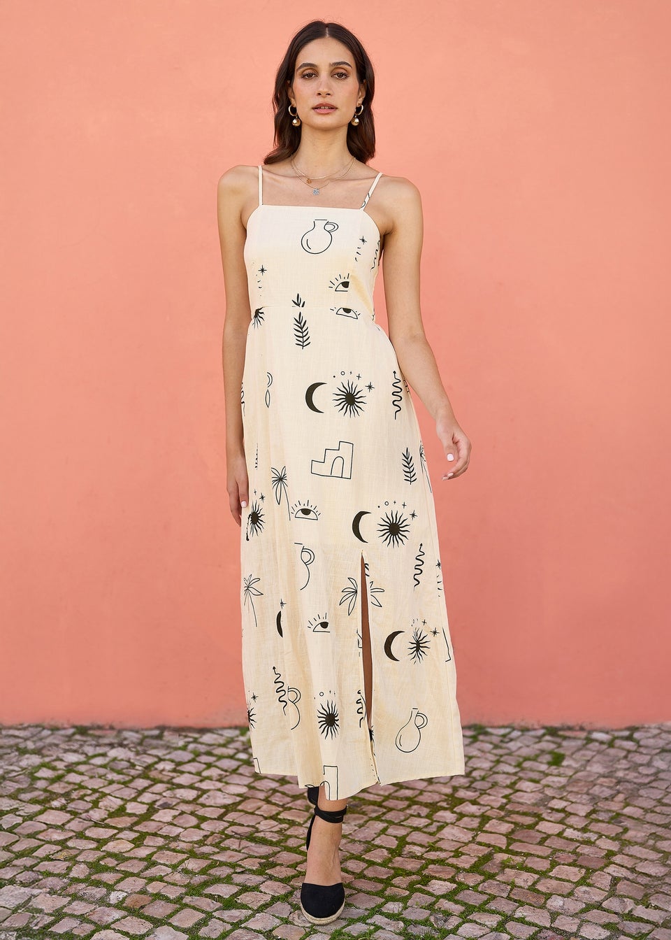 Yumi Ivory Mystic Print Midi Sundress