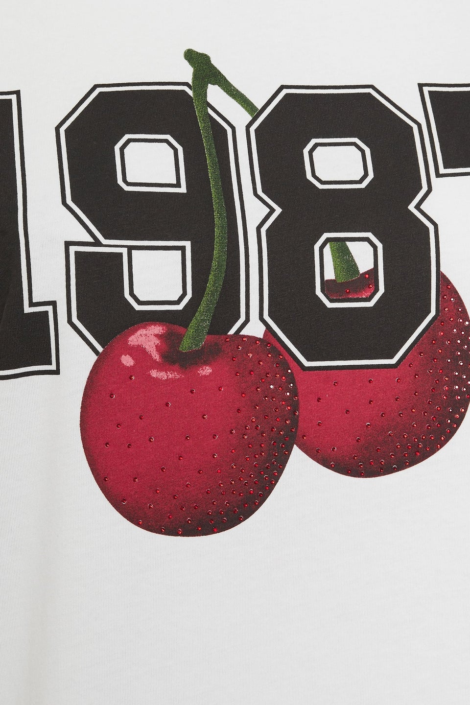 Yours Curve White '1987' Cherry Print T-Shirt