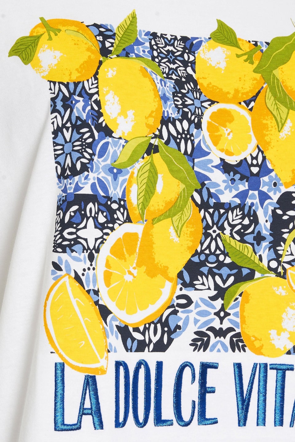 Yours Curve White 'La Dolce Vita' Lemon Graphic Oversized T-Shirt