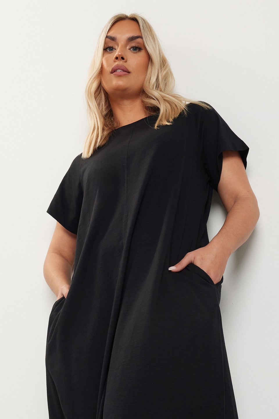 Yours Curve Black Midaxi T Shirt Dress