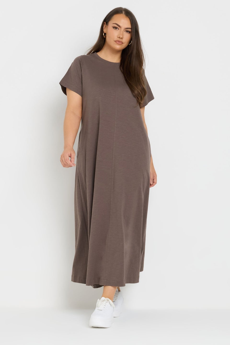 Yours Curve Brown Midaxi T Shirt Dress
