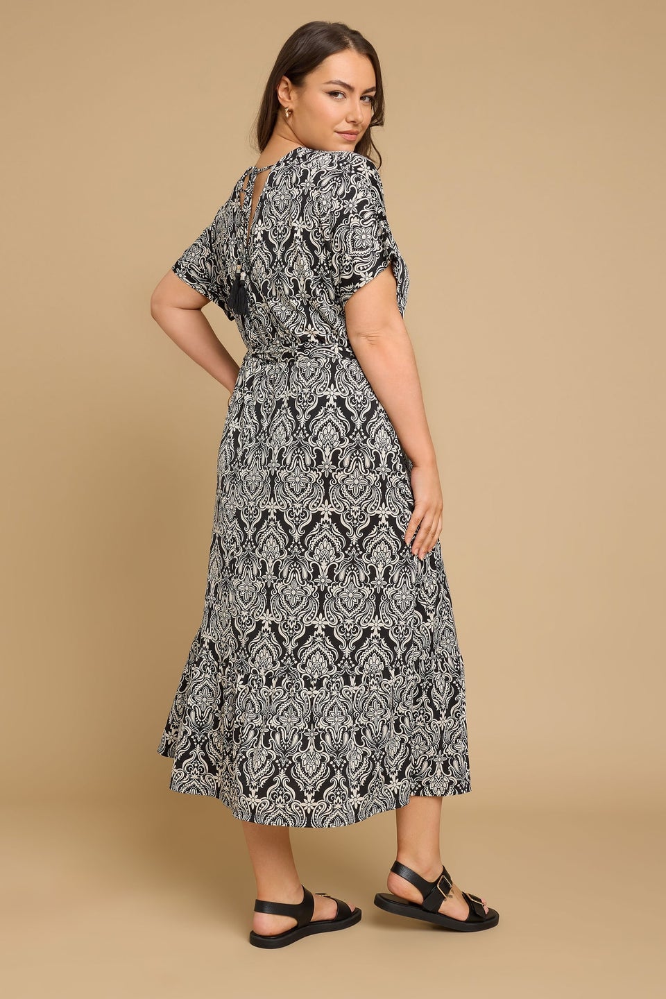 Yours Curve Black Paisley Print Midaxi Wrap Dress