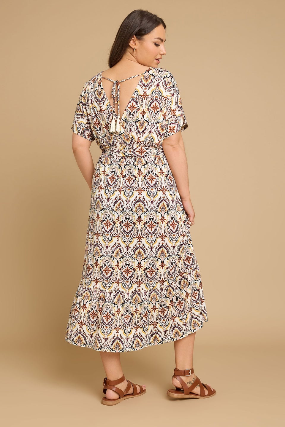 Yours Curve White Paisley Print Midaxi Wrap Dress