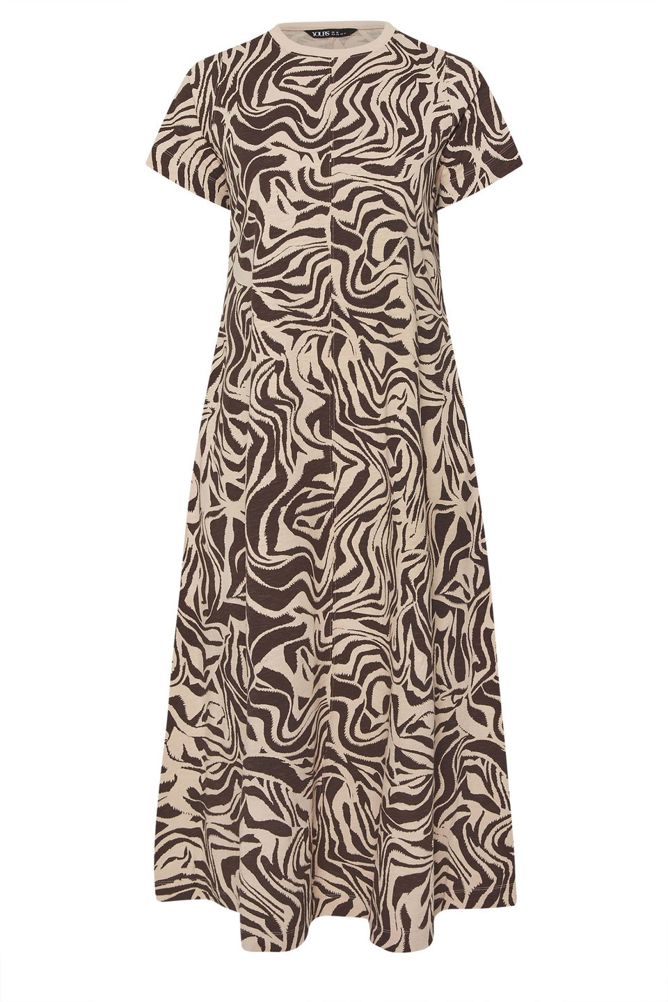 Yours Curve Brown Zebra Print Midaxi T Shirt Dress