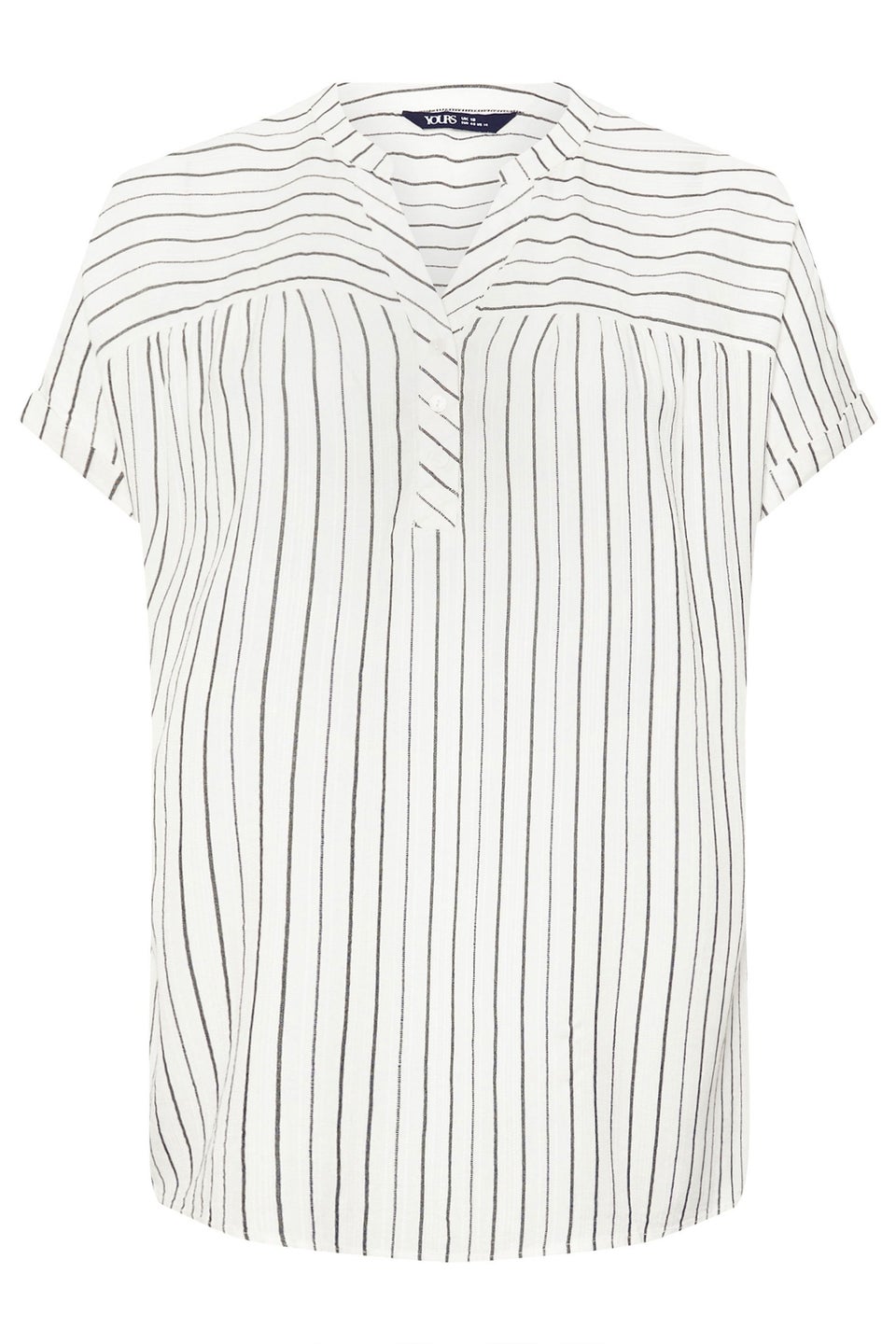 Yours Curve White Stripe Short Sleeve Blouse