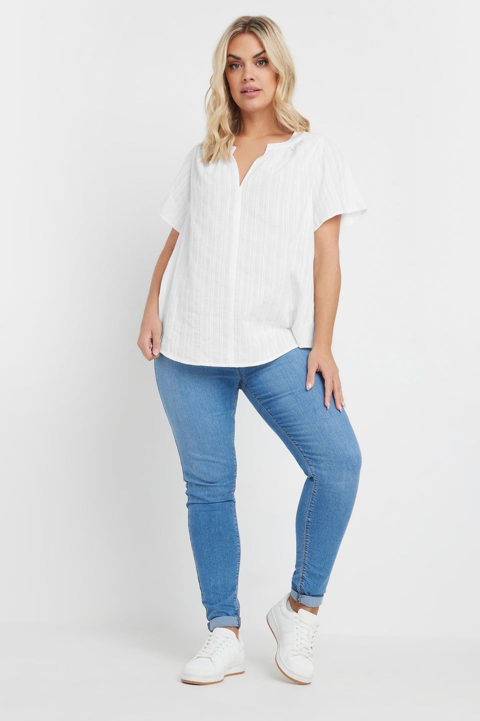 Yours Curve White Short Sleeve Cotton Blouse
