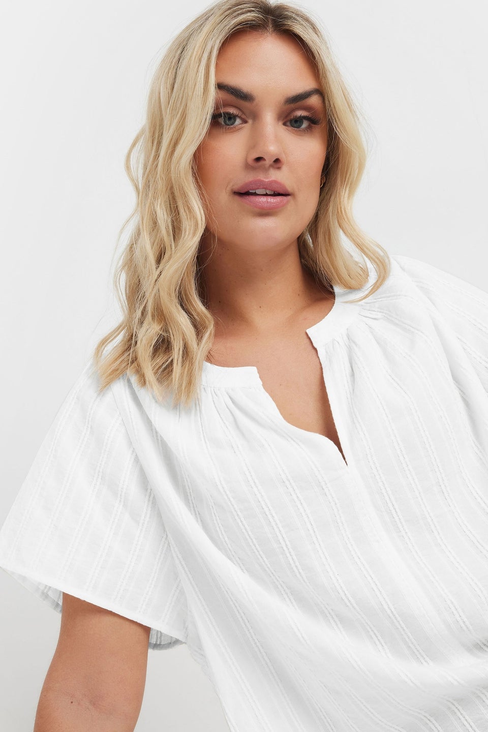 Yours Curve White Short Sleeve Cotton Blouse