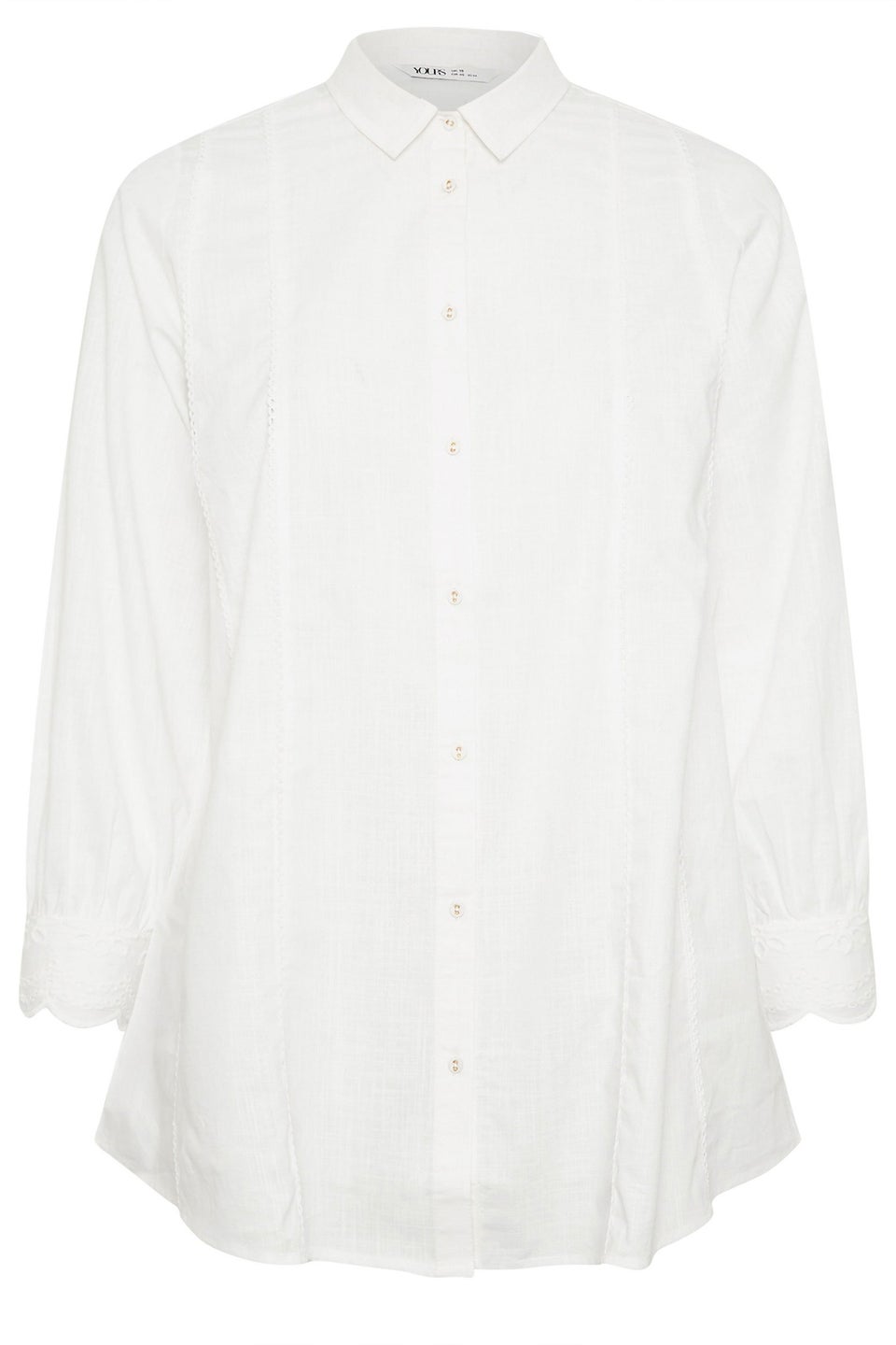 Yours Curve White Trim Detail Oversized Shirt