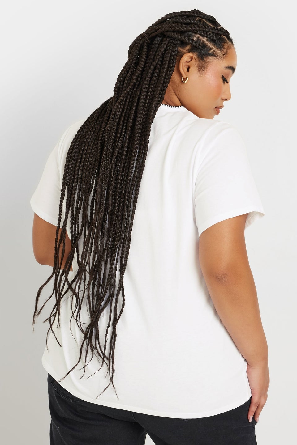 Yours Curve White Contrast Stitch Heavyweight Pocket T Shirt