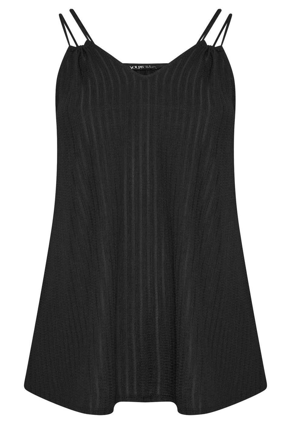 Yours Curve Black Textured Double Strap Cami Top