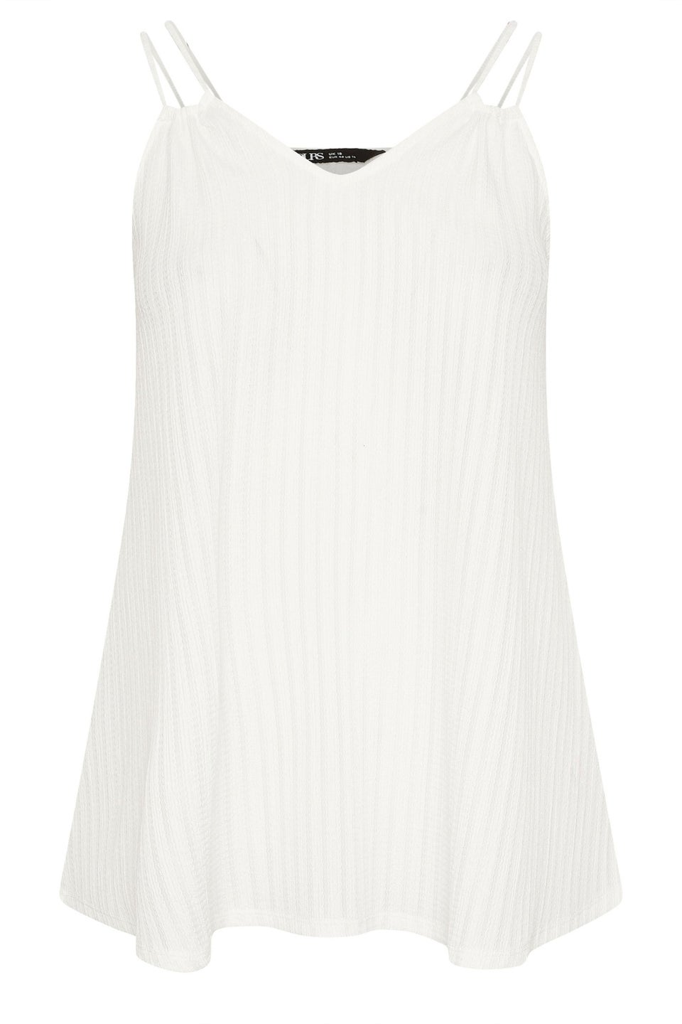 Yours Curve White Textured Double Strap Cami Top