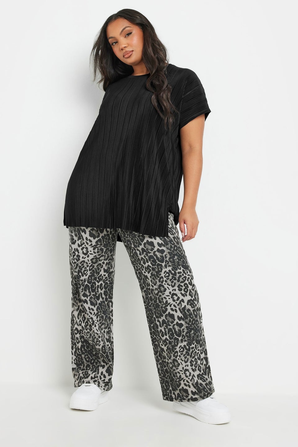 Yours Curve Black Plisse Top
