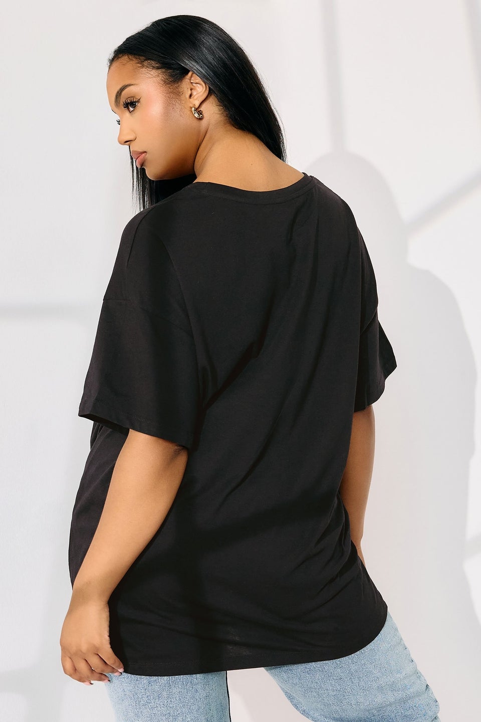 Yours Curve Black Floral Oversized Sequin Top