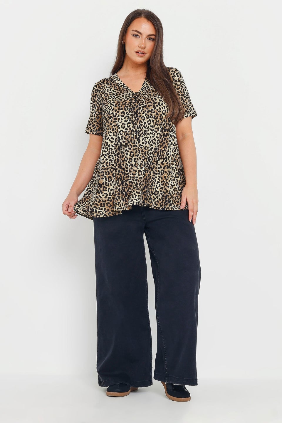 Yours Curve Brown Leopard Print Swing Top
