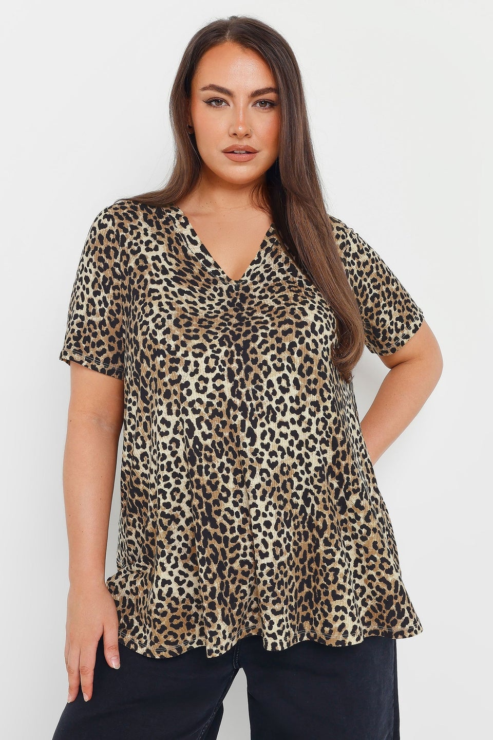 Yours Curve Brown Leopard Print Swing Top