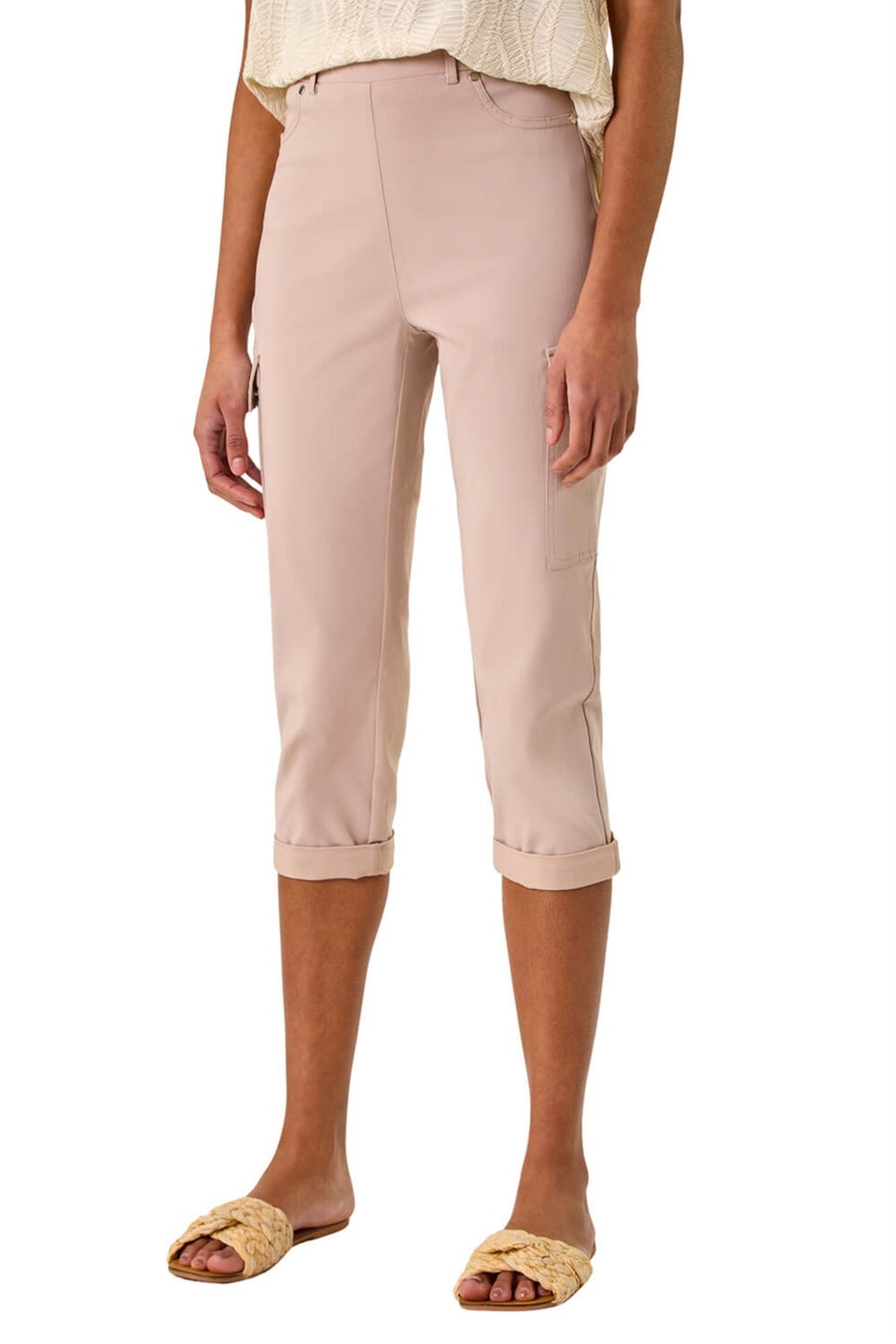 Roman Stone Turn Up Stretch Cargo Trousers