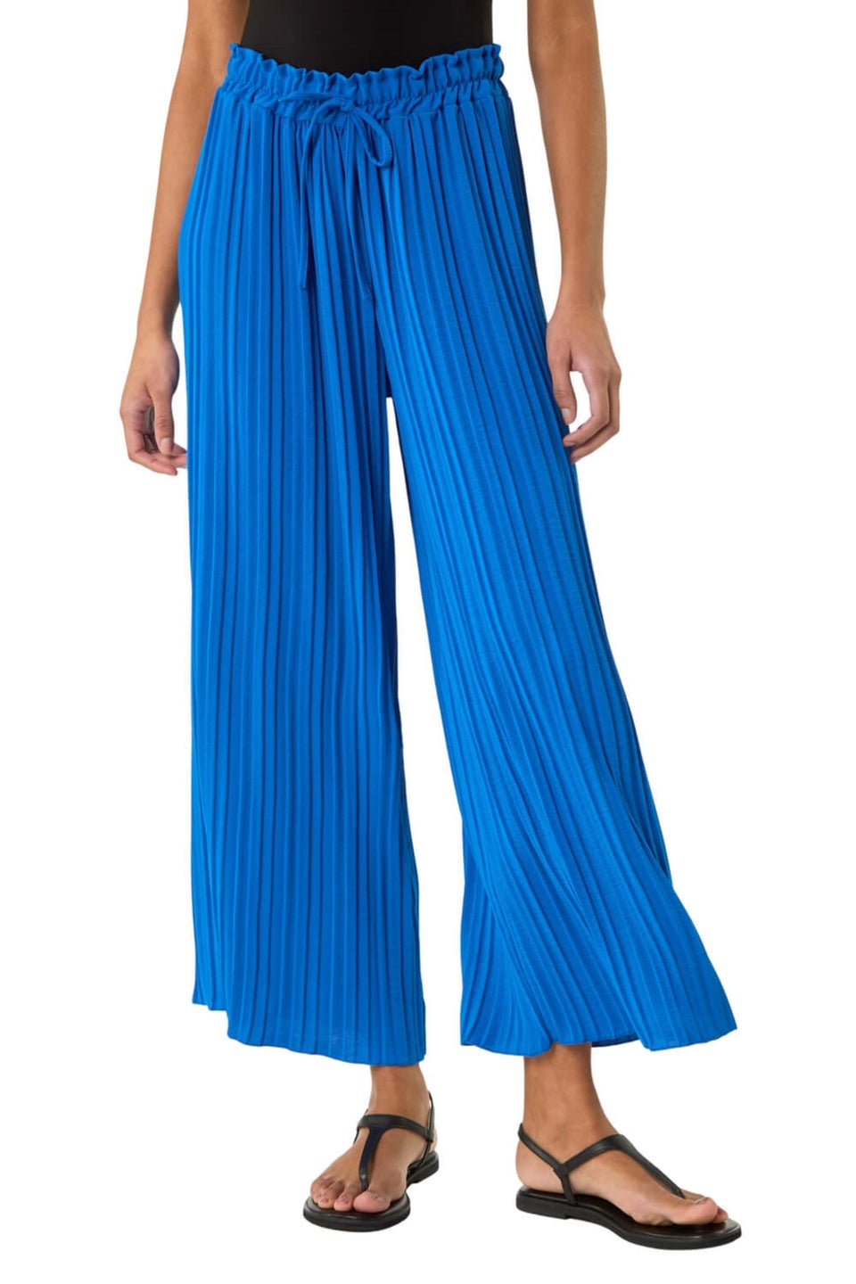 Roman Royal Blue Pleated Wide Leg Culottes