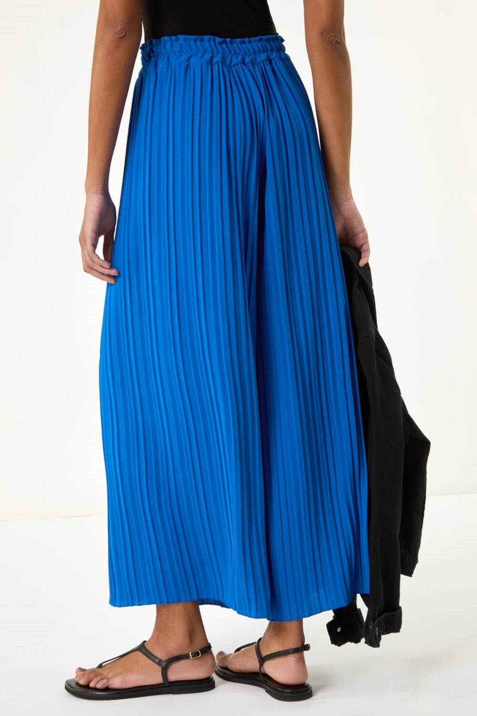 Roman Royal Blue Pleated Wide Leg Culottes