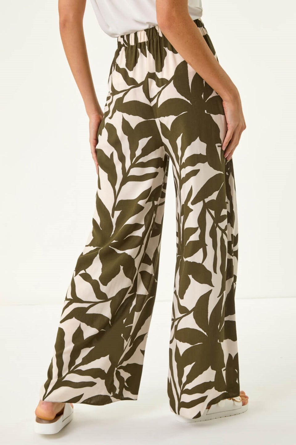 Roman Ivory Floral Mono Wide Leg Trouser