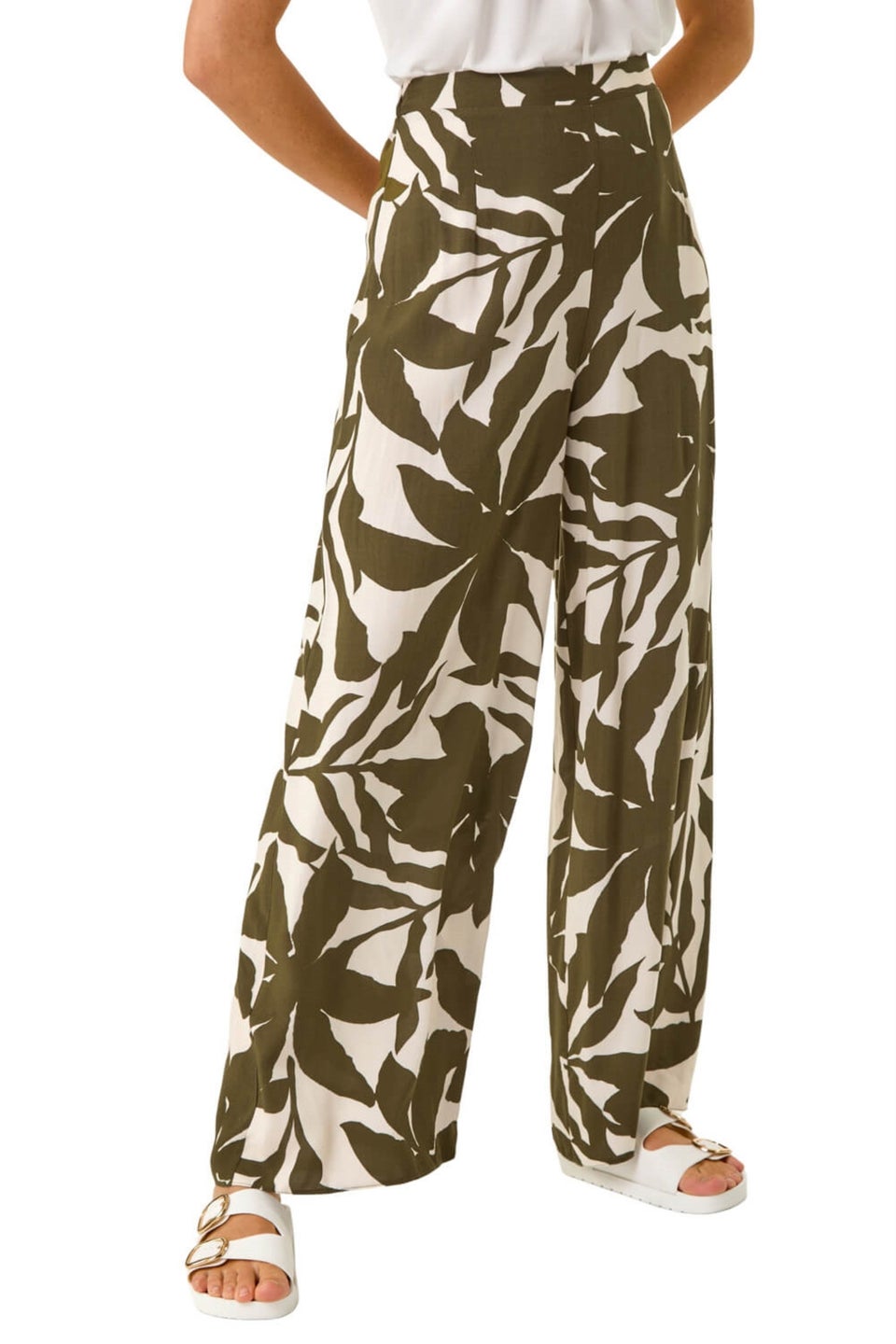 Roman Ivory Floral Mono Wide Leg Trouser