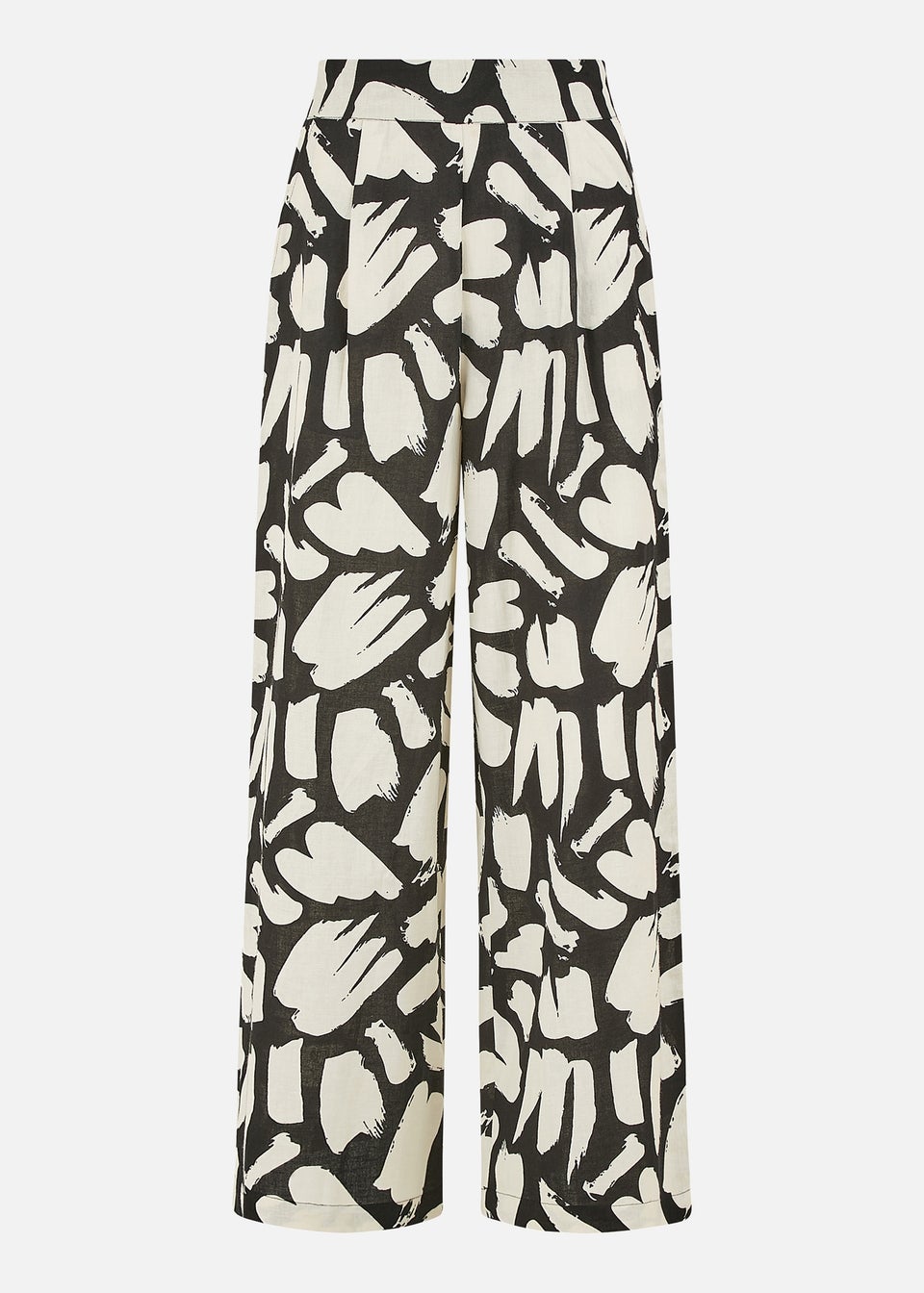 Yumi Black Cotton Splash Print Relaxed Fit Trousers